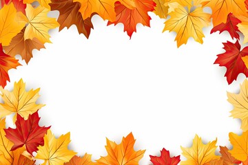 Naklejka na ściany i meble autumn leaves frame isoladet on white illustration