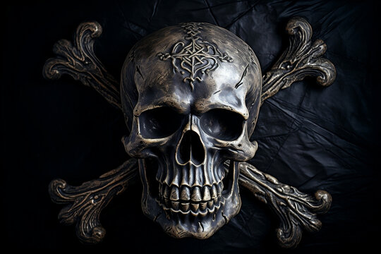 Symbol of Peril, Ominous Skull and Crossbones Signifying Warning