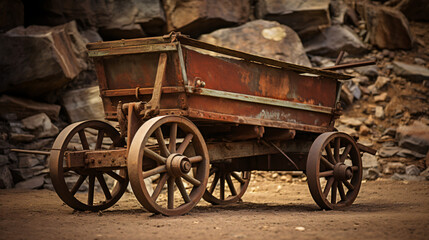 Fototapeta na wymiar Old rusty wagon for an underground