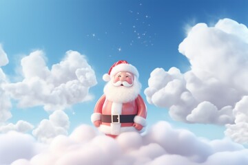 Santa Claus with on Cloudy Sky, Santa Claus Delivery Christmas Gift Boxes, Merry Xmas and Happy New Year. Generative Ai