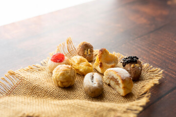 Panellets. Traditional Catalan sweet that is eaten in autumn. For the chestnut - obrazy, fototapety, plakaty