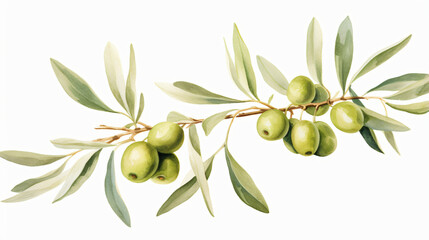 Olive branches leaves and fruits
