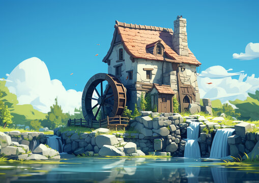 old mill in the river