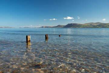 The landscape of the Menai Straits in Anglesey, Wales