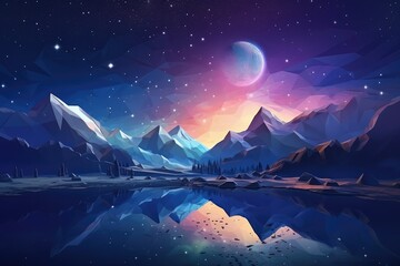 Magical nature wallpaper during summer night high in mountains. Generative Ai.