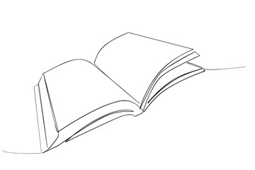 simple vector sketch open book single one line art, continuous