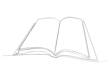 simple vector sketch open book single one line art, continuous