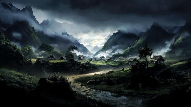 He explored the lush valley between towering mountains, enjoying the natural beauty.