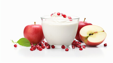 Smoothie apple fruits yogurt isolated on white backgound