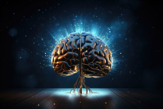 Creative illustration of human memory brain full of colors. Generative Ai.