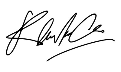 Abstract signature style with letter R for documents