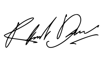 Abstract signature style with letter R for documents