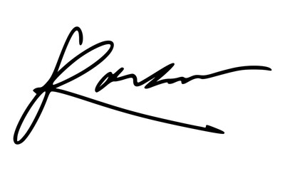 Abstract signature style with letter R for documents