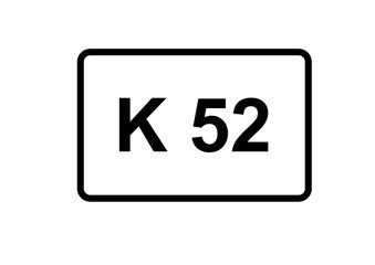 Illustration eines Kreisstraßenschildes der K 52 in Deutschland	