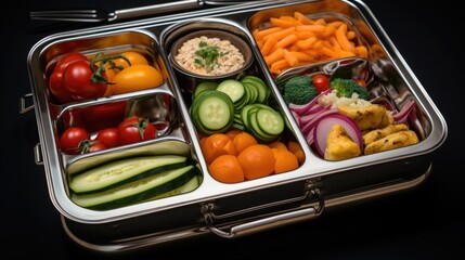 stainless steel bento box for lunch food.