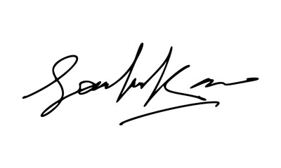 Abstract Signature Idea Starting With Letter S for Document. Vector with Transparent Background.