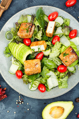 Salad with fresh vegetables and cheese.