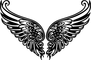 Obraz premium Wings | Black and White Vector illustration