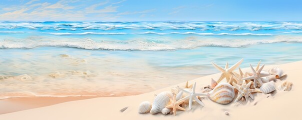 Fototapeta na wymiar Sunkissed serenity. Summer day by sea. Tropical tranquility. Beachside bliss in paradise. Coastal escapes