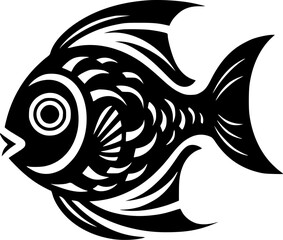 Fish - Black and White Isolated Icon - Vector illustration