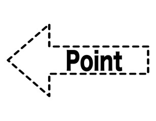 ポイントを示す点線の矢印