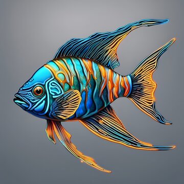 recommend clip art: Tetra Neon Fish Electric Blue Wall Art ~ Created With Generative AI