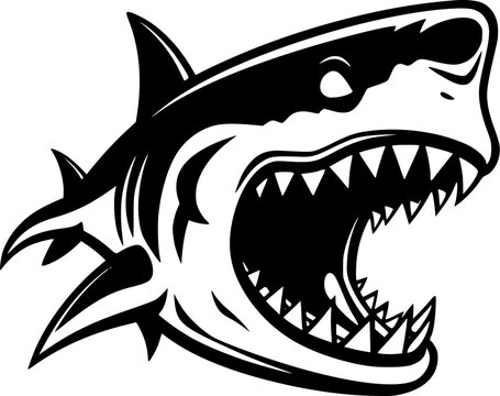recommend clip art: Shark | Black and White Vector illustration