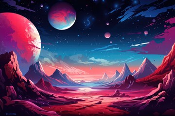 Fantasy galaxy travel sky adventure  wallpaper, colorful. Generative Ai.