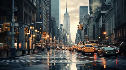 Fototapete New York TAXI Street in new york city view beautiful