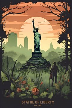 New York Statue of Liberty jungle forest dystopian apocalyptic