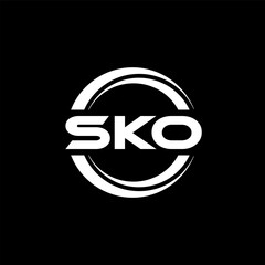 SKO letter logo design with black background in illustrator, vector logo modern alphabet font overlap style. calligraphy designs for logo, Poster, Invitation, etc. - obrazy, fototapety, plakaty