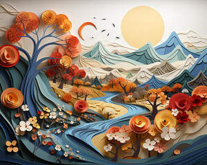 Autumn landscape, plant nature banner