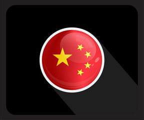 China Flag Luminous Round Icon on black background