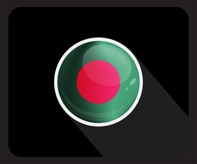 Bangladesh Flag Luminous Round Icon on black background
