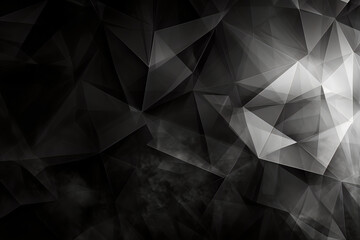 Obraz premium Abstract geometric background, polygon shaped, black and white, silver, Generative AI