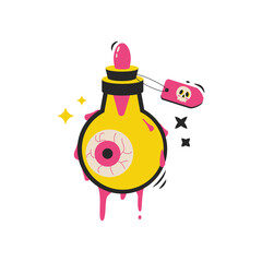 Halloween cartoon elements. Potion with an eye.