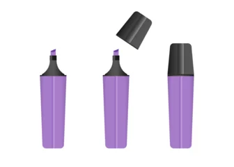 Foto op Aluminium Purple highlighter marker, 3 versions of marker in purple color. © boldg