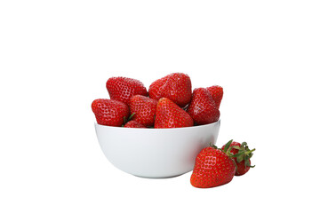 PNG, strawberries in bowl, isolated on white background