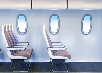 Airplane cabin interior .