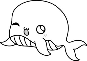 Whale Coloring Page, Cute Marine Animal Outline
