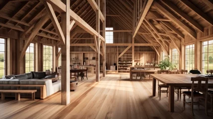 Foto op Canvas Interior design of a barn, Wooden structure, Home decor. © visoot