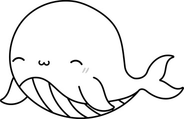 Whale Coloring, Cute Marine Animal Outline
