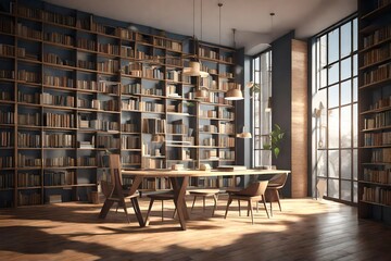 interior bookshelf room library. 3d rendering 3d render