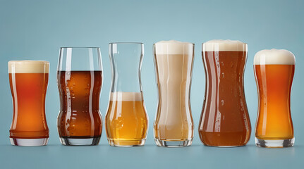 Beer Glass Collection: A Visual Celebration of Diverse Flavors and Styles. 