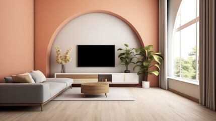 Modern living room in fashionable house.