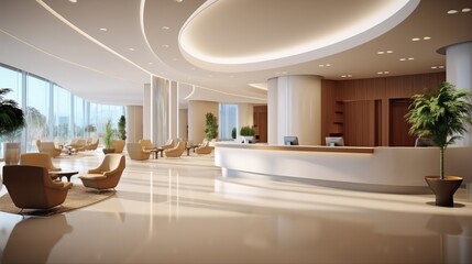 Modern reception area lobby area interior design, Contemporary hotel.