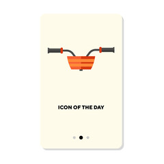 Handlebar and basket of bike flat icon. Bicycle handlebar front view isolated vector sign. Driving and transport concept. Vector illustration symbol elements for web design and apps