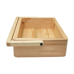 Wooden food box isolated on white background. Decoration Inspiration. Interior design. Scandinavian design.