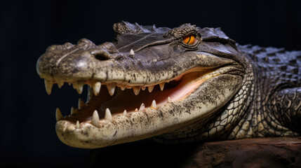 Obraz premium Smiling Crocodile Close-up on Isolated Background