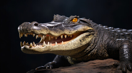 Fototapeta premium Contented Crocodile Captured in Isolation